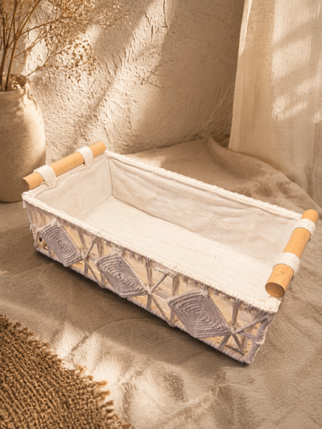 Off-white storage basket for home organization