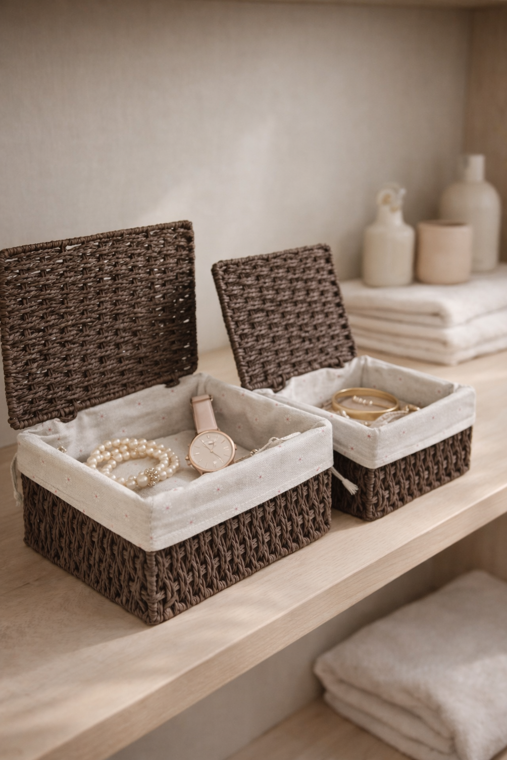 Ash Sid storage lid box with removable fabric lining