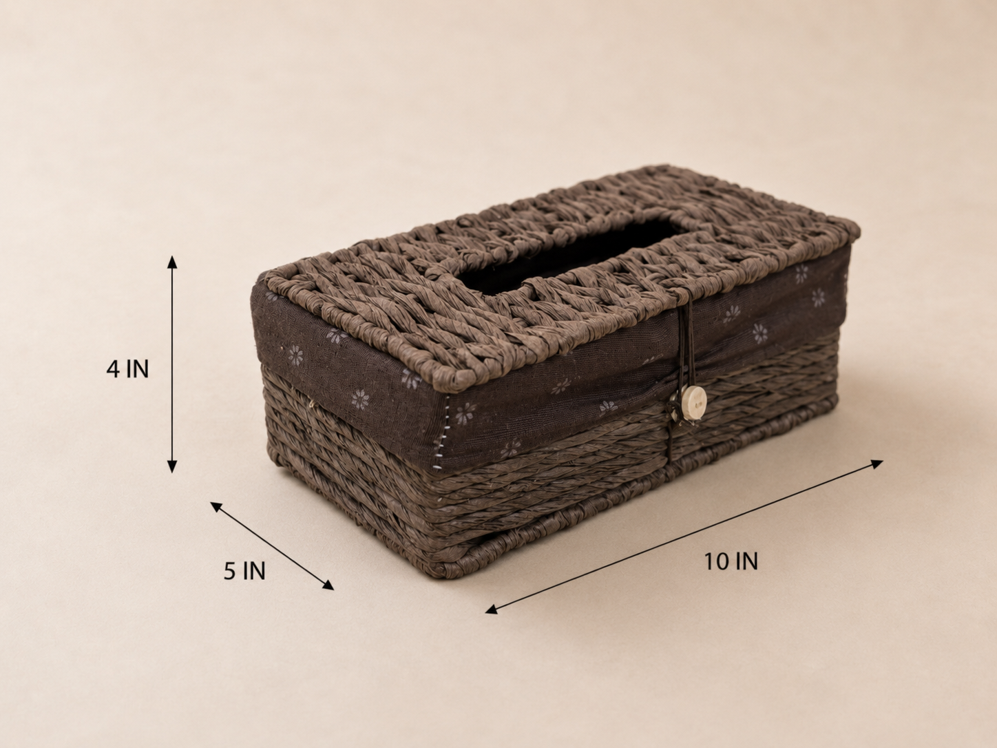 Dimensions of the Ash Sid brown tissue box cover