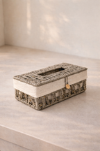 Handcrafted grey woven tissue box cover by Ash Sid