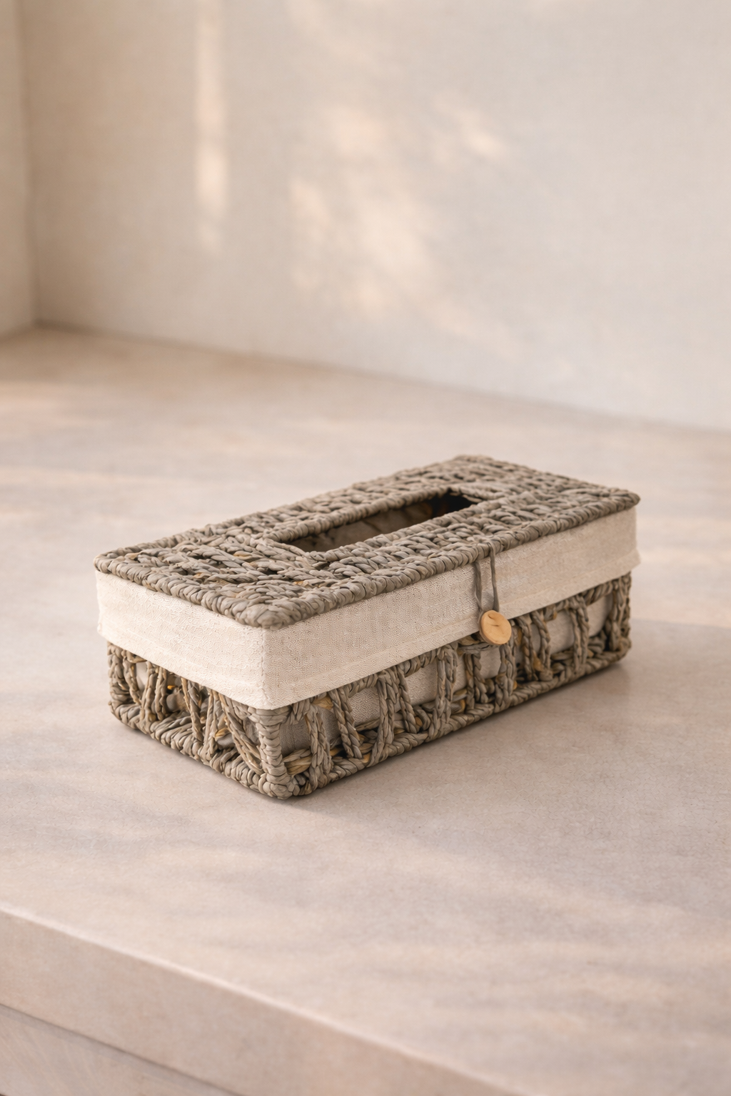 Handcrafted grey woven tissue box cover by Ash Sid