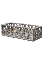 Grey tissue box cover used as an elegant home organizer