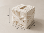 Dimensions of the Ash Sid white cubic tissue holder